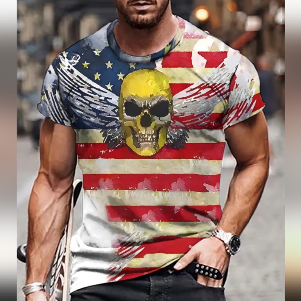 Men's skull flag graphic T-shirt NWOT